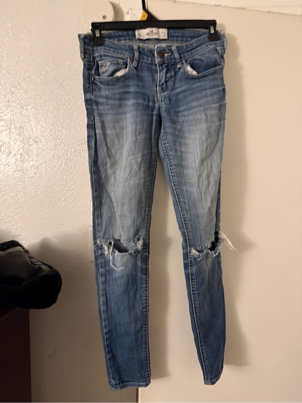 Hollister Women's Distressed Light Blue Skinny Jeans